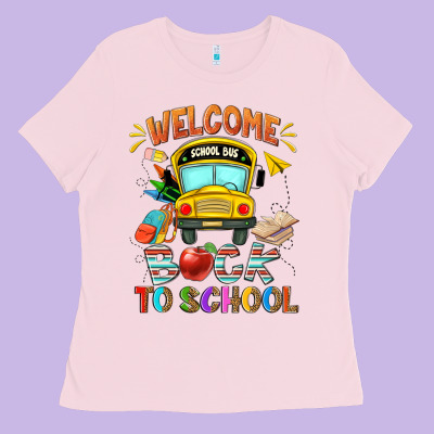 Welcome Back To School With School Bus Ladies Tee Designed By Nancycooperartshop