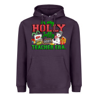 Plum In My Holly Jolly Teacher Era Heavyweight Hoodie - CowhideDigitalArt