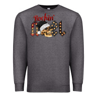 Charcoal Heather rockin noel skull Premium Sweatshirt - CowhideDigitalArt