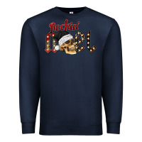 Navy rockin noel skull Premium Sweatshirt - CowhideDigitalArt