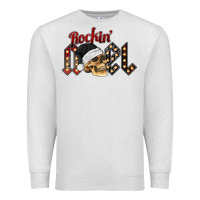 Oatmeal Heather rockin noel skull Premium Sweatshirt - CowhideDigitalArt