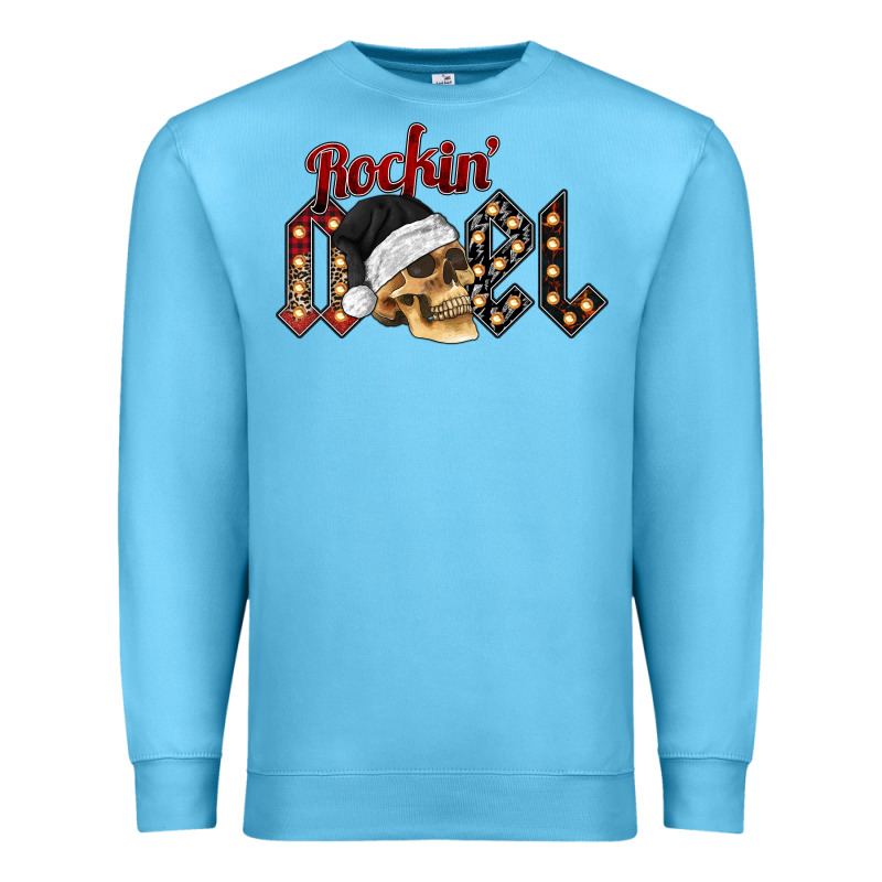 Rockin Noel Skull Premium Sweatshirt by CowhideDigitalArt | Teevron