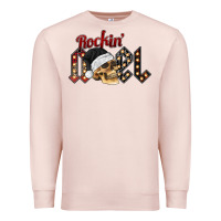Pale Pink rockin noel skull Premium Sweatshirt - CowhideDigitalArt
