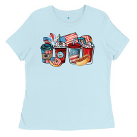Baby Blue 4th of july coffee cups Ladies Tee - NancyCooperArtShop