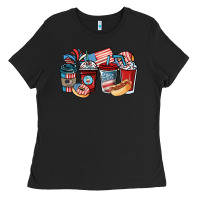 Black 4th of july coffee cups Ladies Tee - NancyCooperArtShop