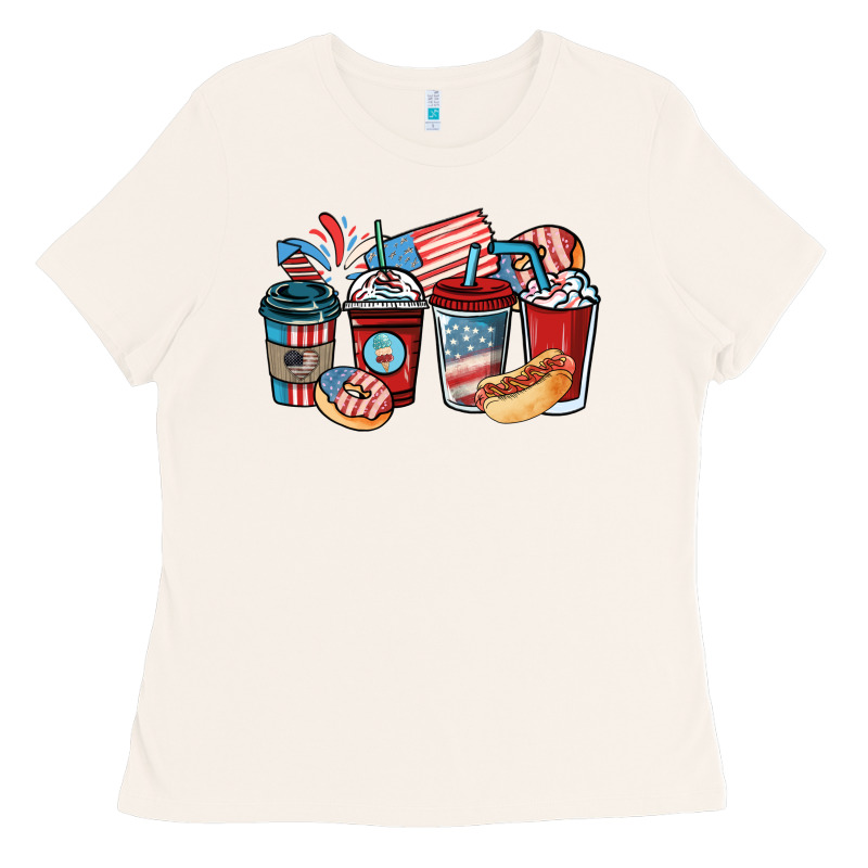 4th Of July Coffee Cups Ladies Tee by NancyCooperArtShop | Teevron