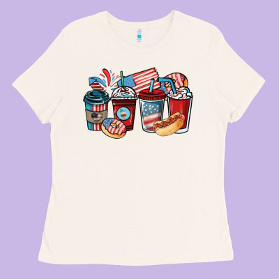 4th Of July Coffee Cups Ladies Tee Designed By Nancycooperartshop
