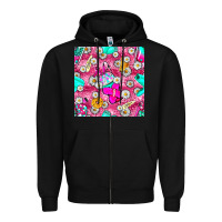 Black hairstylist coffee cups and daisy with leopard seamless pattern bbs Zipper Hoodie - BundleAndBundleShop