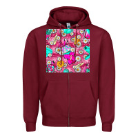 Burgundy hairstylist coffee cups and daisy with leopard seamless pattern bbs Zipper Hoodie - BundleAndBundleShop
