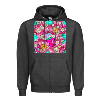 Charcoal Heather hairstylist coffee cups and daisy with leopard seamless pattern bbs Zipper Hoodie - BundleAndBundleShop
