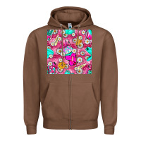 Chestnut hairstylist coffee cups and daisy with leopard seamless pattern bbs Zipper Hoodie - BundleAndBundleShop
