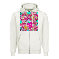 Oatmeal Heather hairstylist coffee cups and daisy with leopard seamless pattern bbs Zipper Hoodie - BundleAndBundleShop
