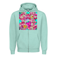 Seafoam hairstylist coffee cups and daisy with leopard seamless pattern bbs Zipper Hoodie - BundleAndBundleShop