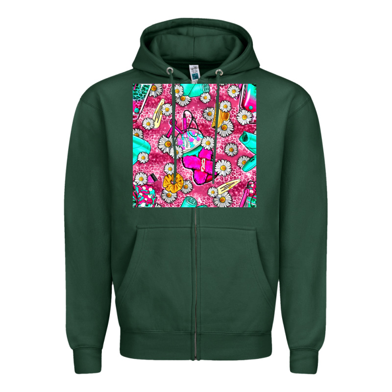 Hairstylist Coffee Cups And Daisy With Leopard Seamless Pattern Bbs Zipper Hoodie by BundleAndBundleShop | Teevron