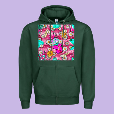 Hairstylist Coffee Cups And Daisy With Leopard Seamless Pattern Bbs Zipper Hoodie Designed By Bundleandbundleshop