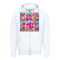 White hairstylist coffee cups and daisy with leopard seamless pattern bbs Zipper Hoodie - BundleAndBundleShop