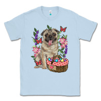 Dusty Blue Easter pug Classic Tee - RanaPortraitStore