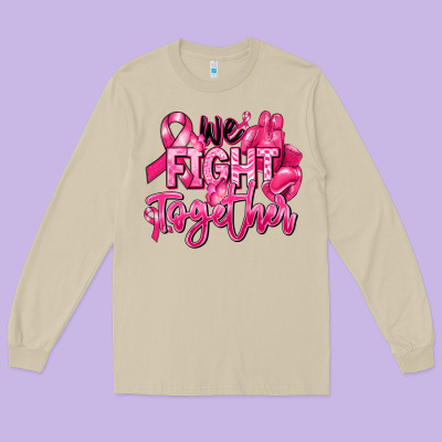 We Fight Together Breast Cancer Long Sleeve Tee Designed By Ranaportraitstore