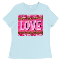 Baby Blue love valentines day Ladies Tee - NancyCooperArtShop