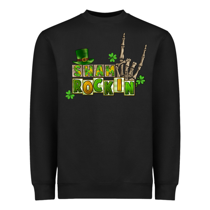 Sham Rockin Skeleton Hand St. Patrick's Heavyweight Sweatshirt by CowGirlArtShop | Teevron