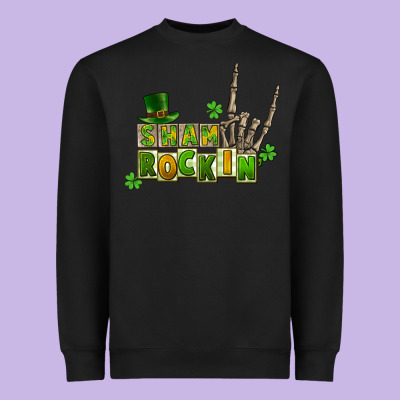 Sham Rockin Skeleton Hand St. Patrick's Heavyweight Sweatshirt Designed By Cowgirlartshop