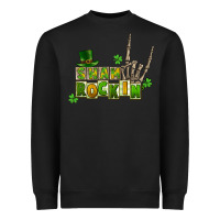 Black Sham rockin skeleton hand St. Patrick's Heavyweight Sweatshirt - CowGirlArtShop