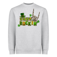 Heather Grey Sham rockin skeleton hand St. Patrick's Heavyweight Sweatshirt - CowGirlArtShop