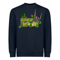 Navy Sham rockin skeleton hand St. Patrick's Heavyweight Sweatshirt - CowGirlArtShop