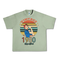 Oil Green Vintage 1980 Original Parts Women 40th Birthday Urban Heavy Tee - Bettercallsaul