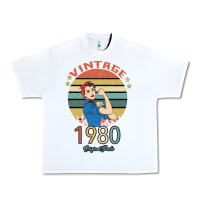 White Vintage 1980 Original Parts Women 40th Birthday Urban Heavy Tee - Bettercallsaul