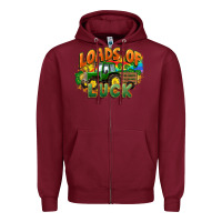 Burgundy Loads of luck with tractor St. Patricks Day Zipper Hoodie - FaDigitalArtStudio