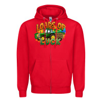 Red Loads of luck with tractor St. Patricks Day Zipper Hoodie - FaDigitalArtStudio