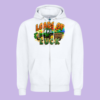 Loads Of Luck With Tractor St. Patricks Day Zipper Hoodie Designed By Fadigitalartstudio