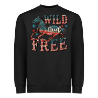 Black Wild and free 4th of july Heavyweight Sweatshirt - CowGirlArtShop