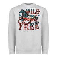 Heather Grey Wild and free 4th of july Heavyweight Sweatshirt - CowGirlArtShop