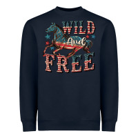 Navy Wild and free 4th of july Heavyweight Sweatshirt - CowGirlArtShop