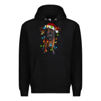 Black highland cow calf with christmas lights Premium Hoodie - RanaPortraitStore