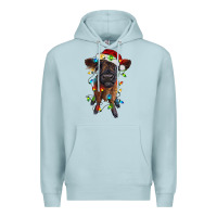 Blue Mist highland cow calf with christmas lights Premium Hoodie - RanaPortraitStore