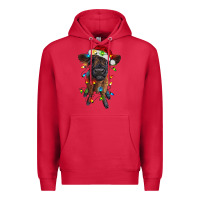 Cardinal highland cow calf with christmas lights Premium Hoodie - RanaPortraitStore
