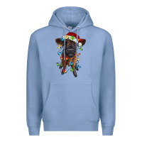 Colony Blue highland cow calf with christmas lights Premium Hoodie - RanaPortraitStore