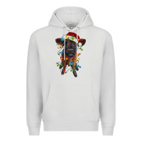 Dove Grey highland cow calf with christmas lights Premium Hoodie - RanaPortraitStore