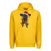 Lemon highland cow calf with christmas lights Premium Hoodie - RanaPortraitStore