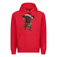 Red highland cow calf with christmas lights Premium Hoodie - RanaPortraitStore