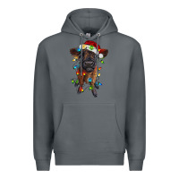 Rock highland cow calf with christmas lights Premium Hoodie - RanaPortraitStore