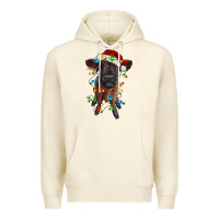 Sandshell highland cow calf with christmas lights Premium Hoodie - RanaPortraitStore