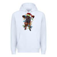 White highland cow calf with christmas lights Premium Hoodie - RanaPortraitStore
