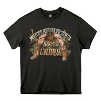 Asphalt whose bed have your boots under cowboy western Heavy Core Tee - NancyCooperArtShop
