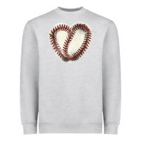 Heather Grey Baseball ball heart Heavyweight Sweatshirt - HowdyJamesFarm