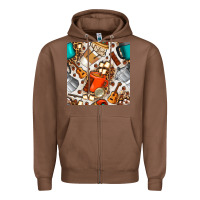 Chestnut camping coffee cups marshmallow and moka pot with leopard seamless pat Zipper Hoodie - BundleAndBundleShop