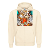 Sandshell camping coffee cups marshmallow and moka pot with leopard seamless pat Zipper Hoodie - BundleAndBundleShop